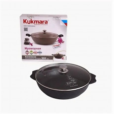 Сотейник а/пр литой 30см 2 руч стекл/кр Кофейный мрамор ТМ KUKMARA