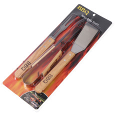 Набор для барбекю вилка щипцы лопатка 3 предмета на блистере BB-13 (48шт)