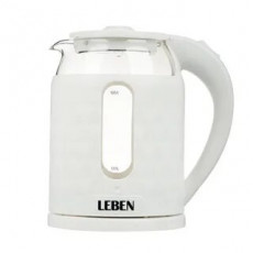 Чайник электрический, 1,5 л, 1500Вт, стекло, пластик, 220-240В LEBEN