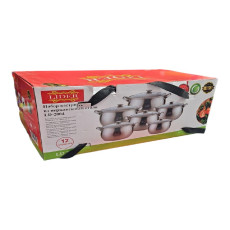 Набор кастрюль из нержавеющей стали (12 предметов) Lider LD-2004