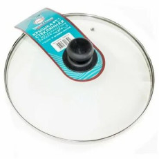 Крышка стеклянная с ручкой и металлическим ободом 32см.- 4732