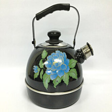 Чайник эмал 3,5л подвиж/руч черн голуб орхидея