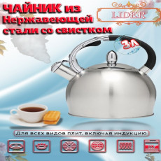 Чайник из нержавеющей стали со свистком 3л.    LD2054